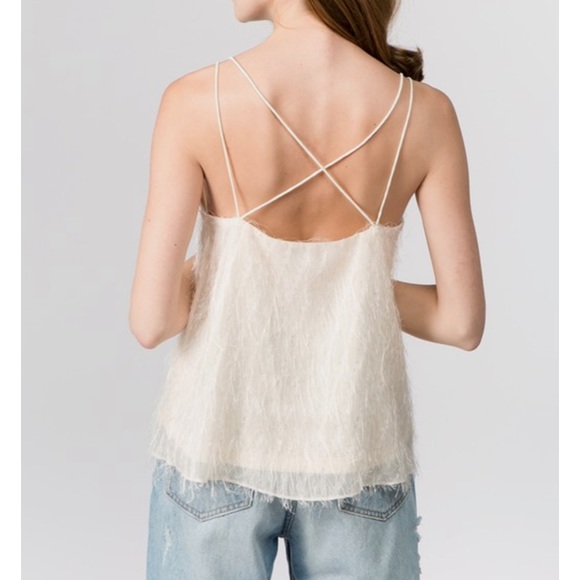 Boutique Strappy Ivory Eyelash Tank Top - Picture 2 of 9